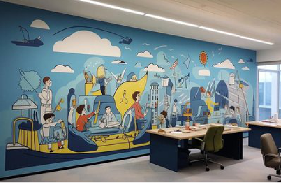  西乡办公室墙绘的特点。