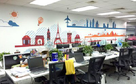  西乡教你设计办公室墙绘的方法。